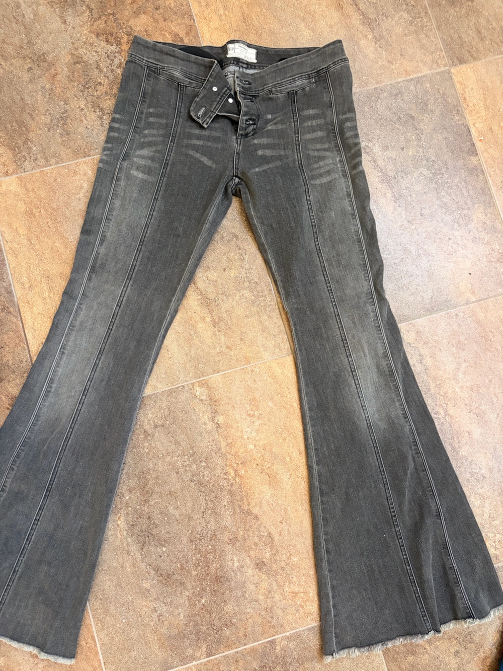 Free People Charcoal Flare Jeans with Panel Seams